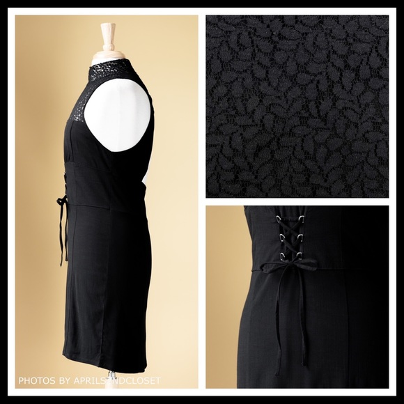 FREE PEOPLE BLACK BODYCON BOHO MINI DRESS A2C - Picture 4 of 8